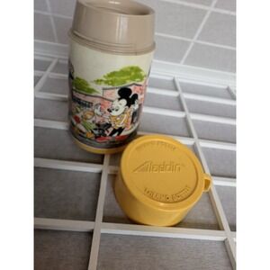 Vintage 1960s Disney Mickey Mouse School Bus Stop by Aladdin Plastic Thermos